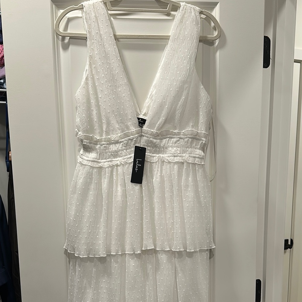 Lulu's White Tiered Ruffled Dress